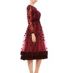 Mac Duggal Mac‎ Duggal Embellished Floral Velvet Long Sleeve Dress Burgundy 16 Photo 1