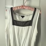 Talbots  Cotton White boho embroidered square neck Midi Dress Sundress SZ 14 Belt Photo 4