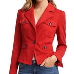 CAbi Little Red Jacket #3374 Tailored Ponte Knit Blazer Jacket Women’s Size 4 Photo 0