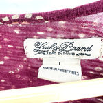 Lucky Brand  size Large short sleeve shirt top tunic keyhole back‎ purple white Photo 5