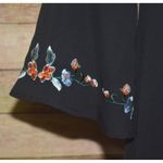 Bleuh Ciel Ladies Black Embroidered Floral Lace Up V-Neck Shift Dress Size M Photo 3