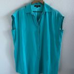 Lafayette 148 New York 100% Silk Teal Oversized Top Blouse Tunic Small Blue Photo 0