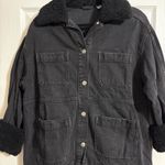 H&M  Black Denim Jacket Sherpa Photo 1