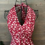 Gorgeous halter style floral pocket dress Red Photo 1