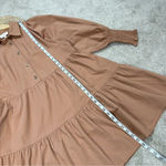 Bohme  Makayla Mini Dress Smocked Balloon Sleeve Button Ruffle Tiered in Clay S Photo 15