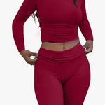 Amazon Women’s Red Long Sleeve Crop Top – Size L Photo 0