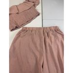 SheIn  XL‎ Two Piece Set Crop Top Wide Leg Pants Ruffle Smocked Pink Casual Photo 13