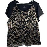 Lane Bryant Sz 14 16 Blouse Party Sequin Lace Sheer Scoop Neck Short Sleeve Top Photo 0