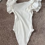 ZARA White Ruffle  Bodysuit Ribbed Photo 2
