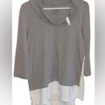 Neon Buddha Gray and White cowl neck Button Photo 0