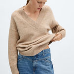 Mango Women's V-Neck Sweater in Tan Photo 0
