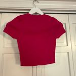 ZARA fuschia pink short sleeve cropped knit top size small Photo 4