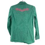 Rock 47 by Wrangler Women's Green pink Button up embroidered embellished top M Size M Photo 1