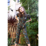 Samantha Pleet Garden Jumpsuit Puff Sleeve 2 Black Illuminated Ethereal Floral Photo 1
