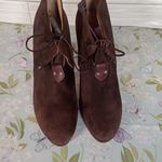 Rag and Bone Chocolate Brown Suede Platform 5" Heel Lace Up Booties Size 38 US 8 Photo 2