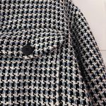 ZARA  Shacket Oversized Jacket Houndstooth Tweed Blue Fringe‎ Size Small Blazer Photo 8