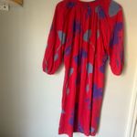 Tucker Disco in Red Sea Silk Ruched Abstract Button Up Shirt Dress Size M Size M Photo 5