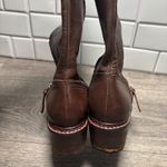 Pollini Brown Leather Motorcycle Boots Square Toe Buckle Side Zip EU38 US 7.5 Photo 8