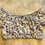 Lila Rose NEW Lily Rose Floral Off Shoulder Crop Top Daisy Floral Small Black White Photo 1