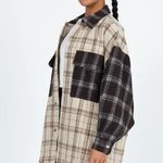 Princess Polly  Myley Oversized Shacket in Brown and Tan Plaid Women's Size XS/S Photo 3