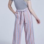 Seven7 Linen Blend Cropped Wide Leg Pants Womens Size 12 Multicolor Stripe Boho Photo 1