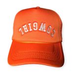Cowgirl Upside Down Trucker Hat Orange Photo 0