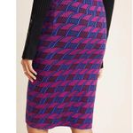 Anthropologie Maeve Nancy Sweater Pencil Skirt Midi M Pink Magenta Blue Retro Photo 1