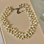 Three Strand Pearl Chain Silver Necklace Vintage “Esme” 19” Classic Feminine White Photo 5