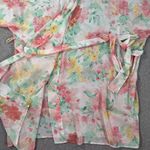 Morgan Taylor Intimates Robe Floral Vintage Size M/L Belted Short Sleeve Sheer Photo 5