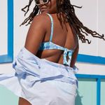 Aerie NWT Tie Back Scoop Bikini Top Blue Mist Swim Beach Surf Paddle Size M Photo 1