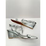 Caslon  Sandals Womens Size 11 Silver Leather Paola Open Square Toe Wedges Photo 8