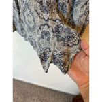 Hem & Thread  Short Sleeve Button Front Tunic Blouse Paisley Blue Women's Size M Photo 5