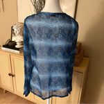 Equipment 100% Silk Blue Python Print Sheer Blouse Size Small Photo 4