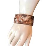 BARSE Oversized Copper Cuff Bracelet with Floral Cut Out Design Mint Condition Pink Photo 1