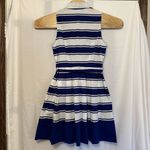 Milly for Design Nation Women Size 10‎ Blue White Pleated Striped Dress Tie Belt Photo 4
