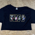 KISS Band Tee Unisex Large Thrashed Cropped Black Vintage Style Tour Rock‎ Shirt Photo 0
