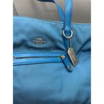 Coach  Blue Nylon Tote Bag Handbag Purse Satchel with Leather Straps & Accents Photo 1
