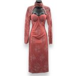 Elle Zeitoune‎ Genevieve Pink Floral Lace Mock Neck Tie Back Midi Dress Sz 4 NEW Photo 2