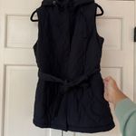 Poetry Navy Blue Hooded Quilted Belted Longline Puffer Vest Size 14 Photo 7