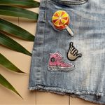 Indigo Rein Distressed Denim Jean Shorts w/ Fun Patches – Size 11 Juniors Photo 1