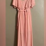 Verty Dress Sz L Peach Slit Sleeves Embroidered Collar Wrap Frt Flowy Coverup Photo 3