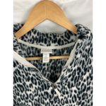 Chico's Weekends by Animal Print V Neck Fleece Sweater Womans Size 2 / Large Photo 1