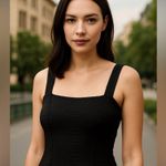 White House | Black Market Black Textured Sleeveless Dress Photo 4