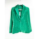 Alice + Olivia Breann Emerald Green Long Fitted Velvet Blazer Jacket Size 2 Photo 2