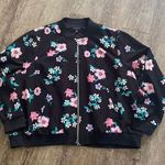 Lane Bryant Jacket Women Size 26 Floral Black Pink Full Zip Lightweight Coat Photo 0