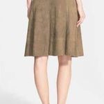 Joie Mylon Tan Suede Leather Knee-Length A-Line Skirt Size Small Photo 1