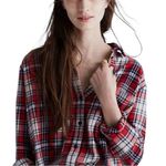 Madewell  Red Plaid Flannel Classic Ex-boyfriend Oversized Shirt size Medium Photo 1