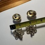 Lot of 2 Both Signed Gold Tone Clip On Non Pierced Earrings Photo 8