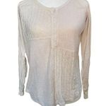 Anthropologie Saturday Sunday by  Mixed Media Waffle Knit Henley Top - size small Photo 0