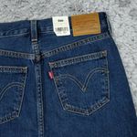 Levi's Premium Ankle Column Denim Midi Jean Skirt Size 24 Dark Wash Blue Photo 3